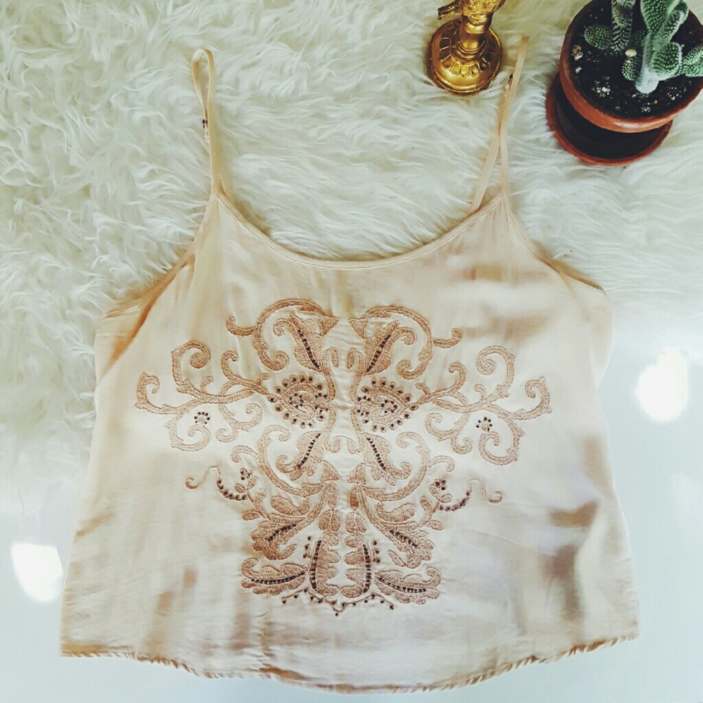 FOREVER21 sequined and embroidered top